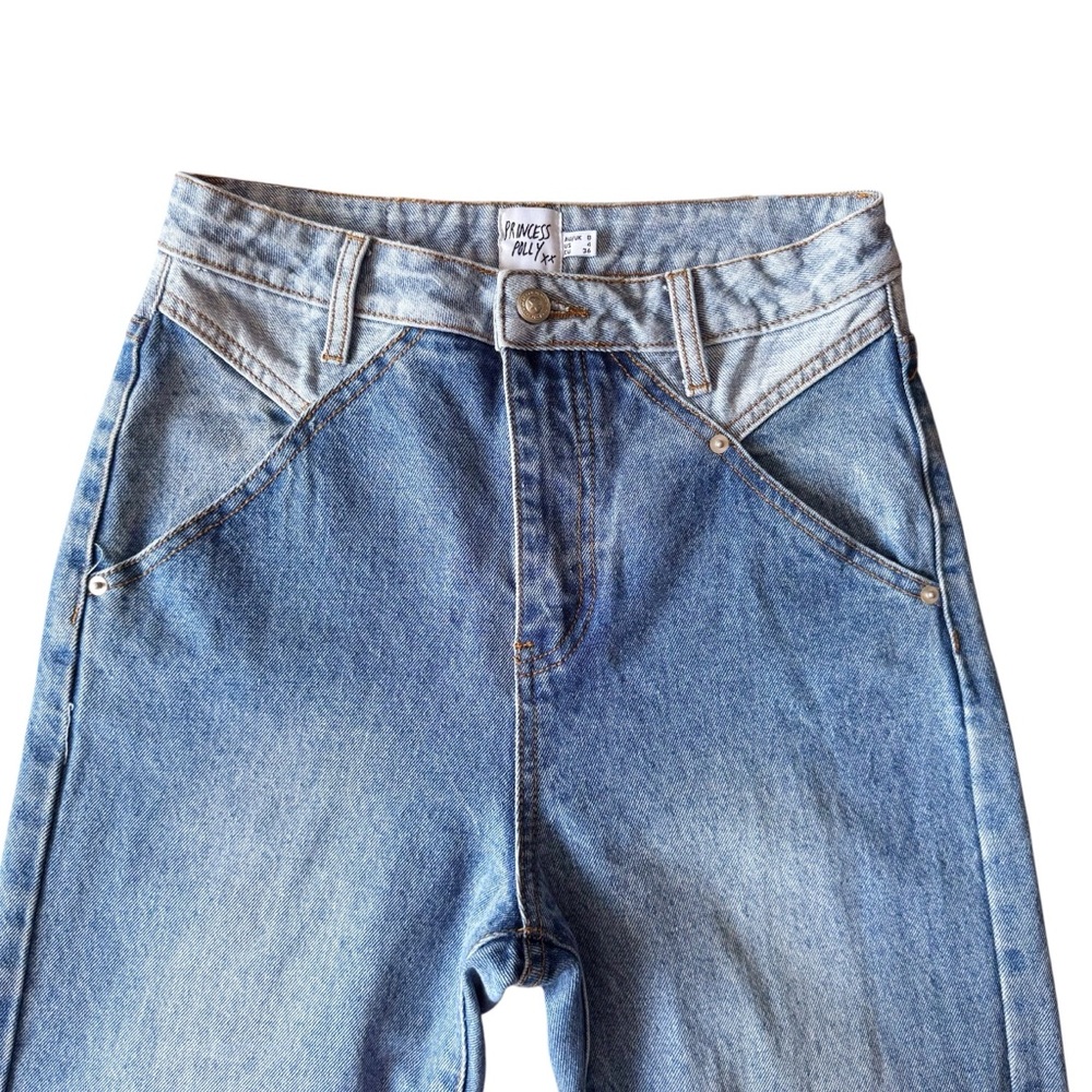 Princess Polly Springfield Denim High Rise Two Tone Wash Mom Jeans | 4